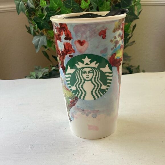 Starbucks Barista 2015 Watercolor Art Shelby Kregel Ceramic Travel Mug - Picture 3 of 11